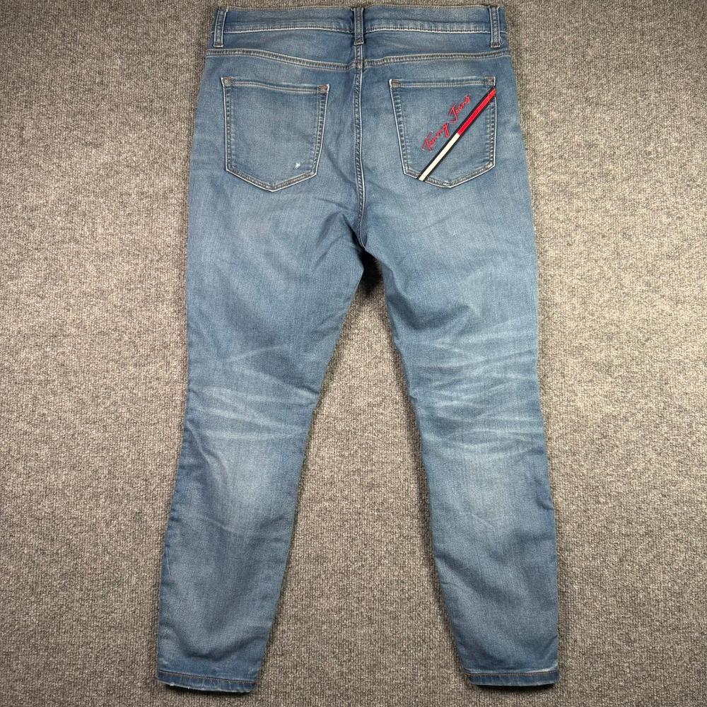 Tommy Jeans Skinny Jeans Womens 14 Blue Distressed High Rise Stretch Denim
